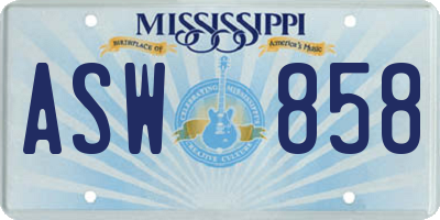 MS license plate ASW858
