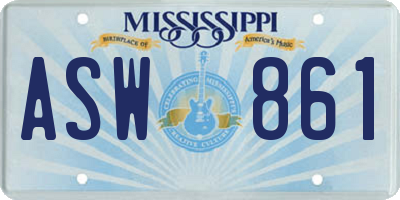 MS license plate ASW861