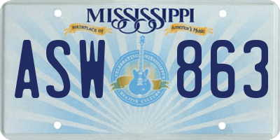 MS license plate ASW863