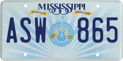 MS license plate ASW865