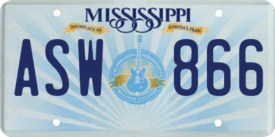 MS license plate ASW866