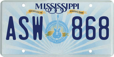 MS license plate ASW868