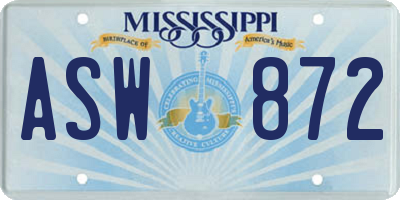MS license plate ASW872
