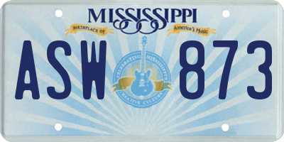 MS license plate ASW873
