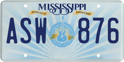 MS license plate ASW876