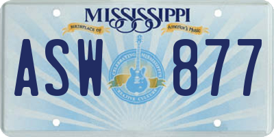 MS license plate ASW877