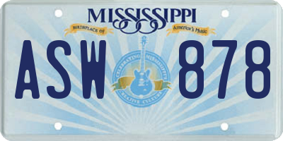 MS license plate ASW878