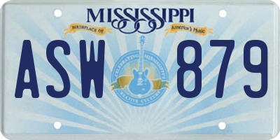 MS license plate ASW879