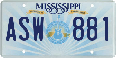 MS license plate ASW881