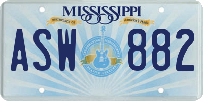 MS license plate ASW882