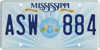 MS license plate ASW884