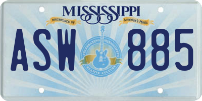 MS license plate ASW885