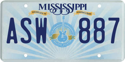 MS license plate ASW887
