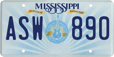 MS license plate ASW890