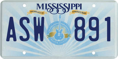 MS license plate ASW891