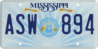 MS license plate ASW894