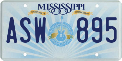 MS license plate ASW895