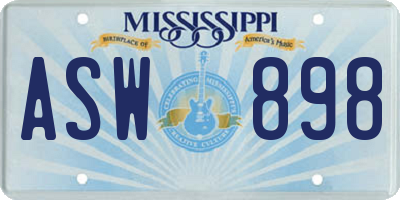 MS license plate ASW898