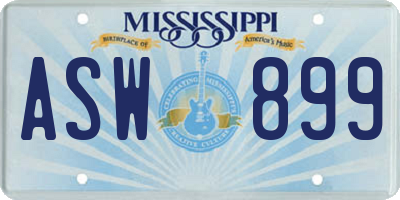 MS license plate ASW899