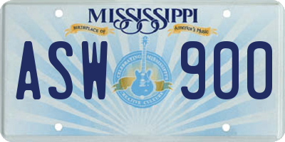 MS license plate ASW900