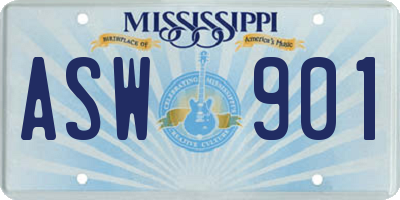 MS license plate ASW901