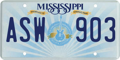 MS license plate ASW903