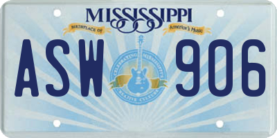 MS license plate ASW906