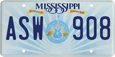 MS license plate ASW908