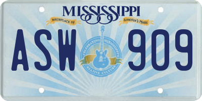 MS license plate ASW909