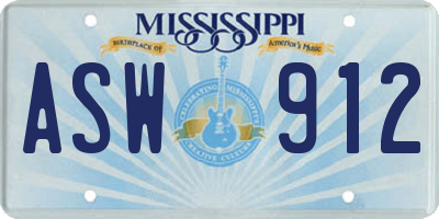 MS license plate ASW912