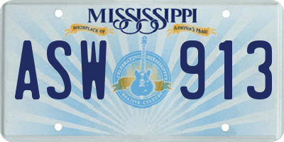 MS license plate ASW913
