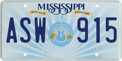 MS license plate ASW915