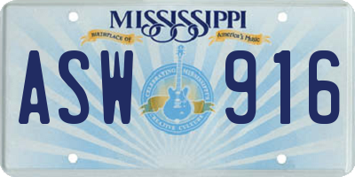 MS license plate ASW916