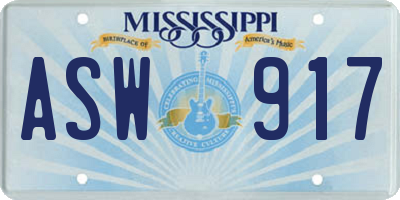 MS license plate ASW917