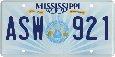 MS license plate ASW921