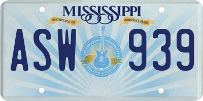 MS license plate ASW939