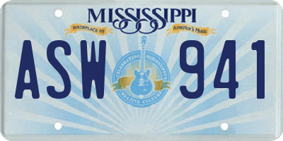 MS license plate ASW941