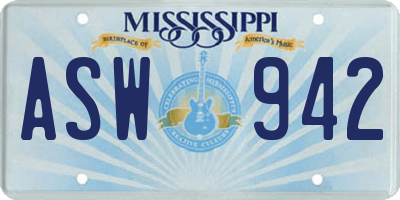 MS license plate ASW942