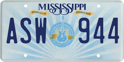 MS license plate ASW944