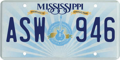 MS license plate ASW946