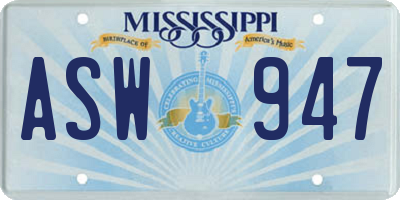 MS license plate ASW947