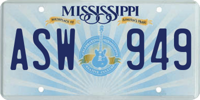 MS license plate ASW949
