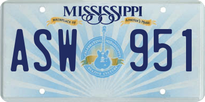 MS license plate ASW951