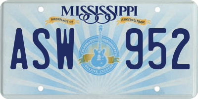 MS license plate ASW952