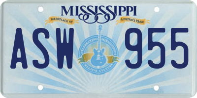 MS license plate ASW955