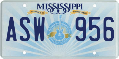 MS license plate ASW956