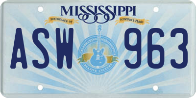 MS license plate ASW963