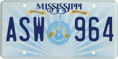 MS license plate ASW964