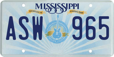 MS license plate ASW965
