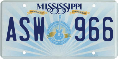 MS license plate ASW966